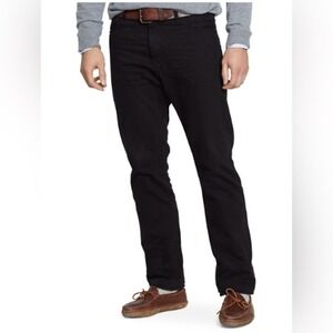 Polo Ralph Lauren Black Hudson 100% Cotton Relaxed Straight Jeans Logo Sz. 33/32